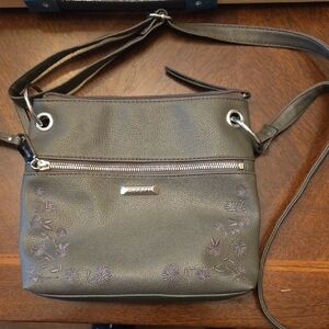 Joseph Gray Crossbody Bag with Floral Embroidery